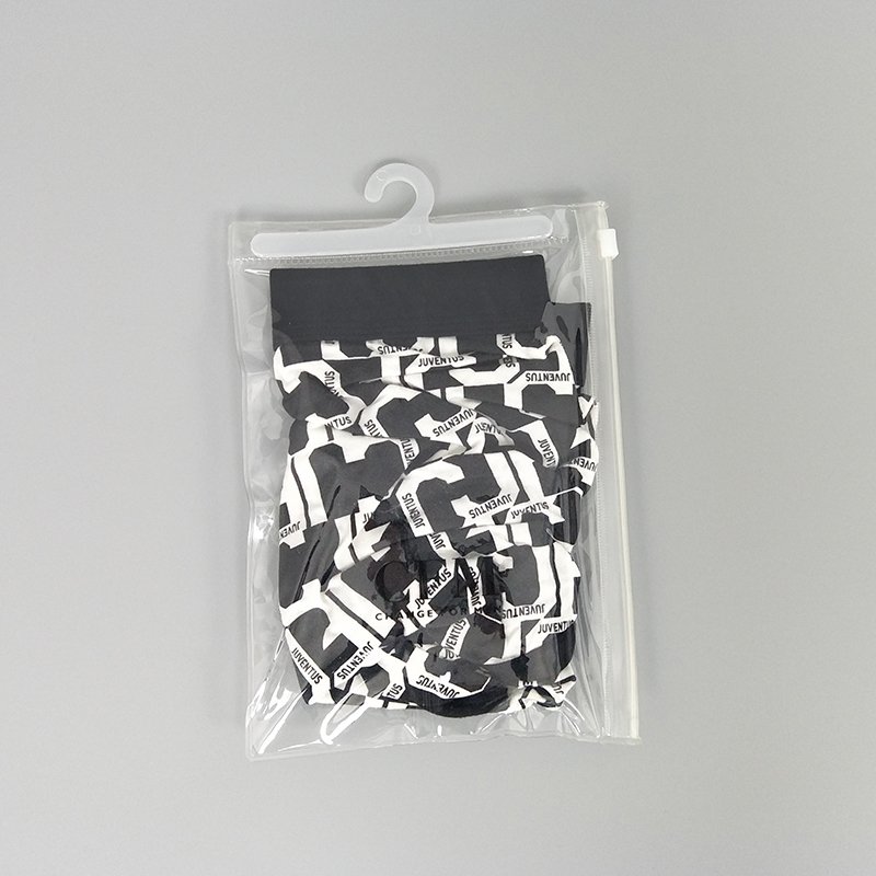 Transparent Pvc Plastic Underwear Packaging Bag With Hook and Zipper