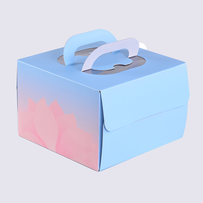 Custom Paper Folding Cake Packaging Boxes With Handle