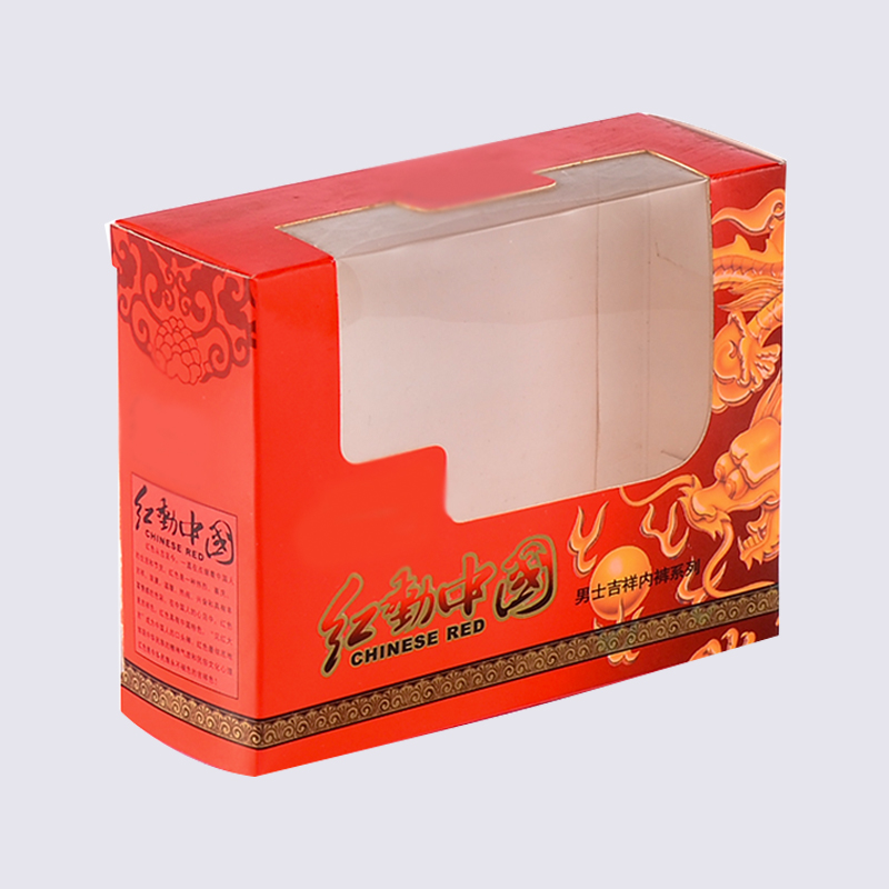 350g/400g copper underwear paper box with clear PET window