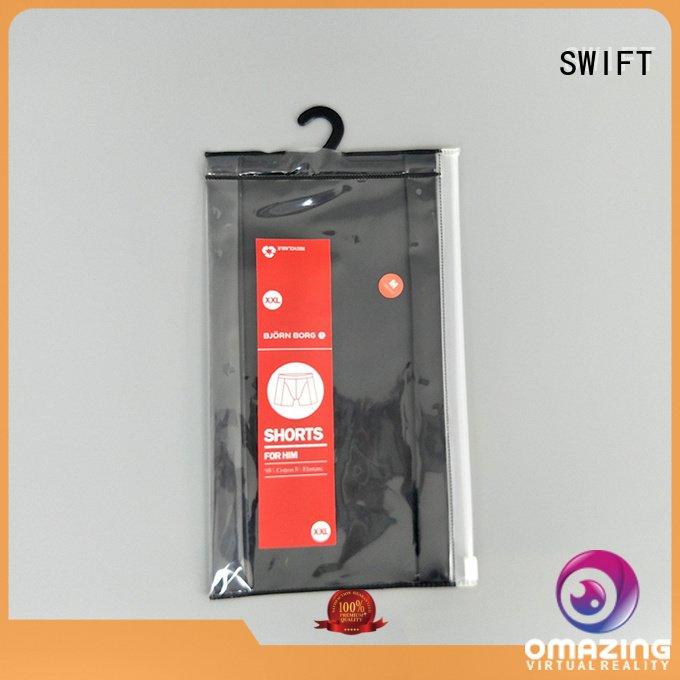 mens underwear ziplock custom printed plastic bags SWIFT clear plastic garment bags wholesale packaging
